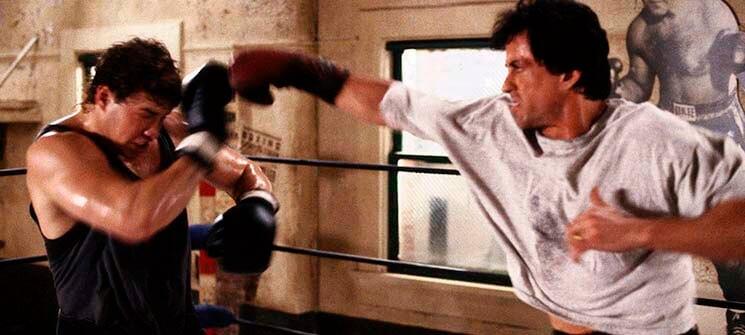 Rocky Balboa (Sylvester Stallone) treinando Tommy Gunn