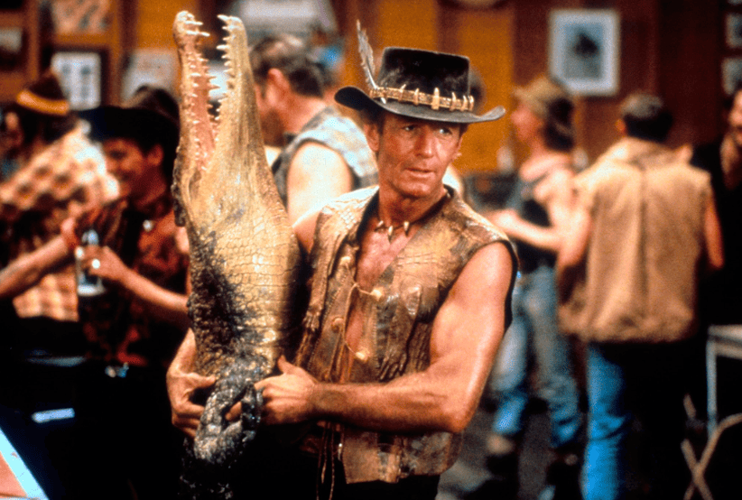 Paul Hogan como o personagem Dundee no Filme: Crocodilo Dundee (1986).Um dos personagens mais famosos dos anos 80.