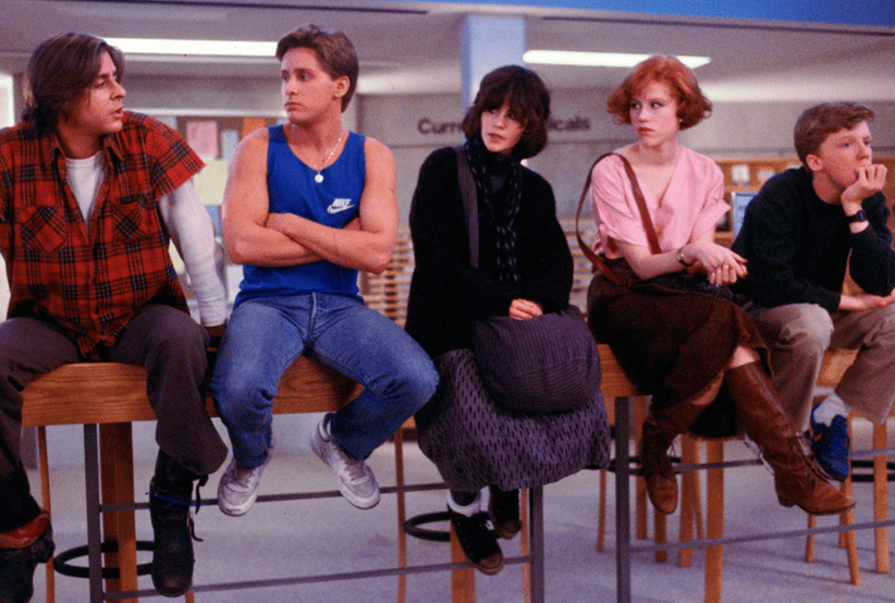 John Bender (Judd Nelson) no filme:Clube dos Cinco (1985).Um dos personagens mais famosos dos anos 80.