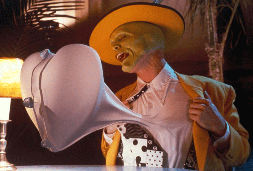 Jim Carrey | Filme: O Máskara (1994). Em uma lista que reúne os personagens mais importantes dos anos 90.