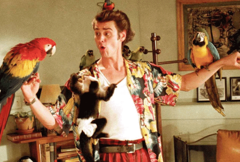 Jim Carrey | Filme: Ace Ventura - Um Detetive Diferente (1994). Em uma lista que reúne os personagens mais importantes dos anos 90.