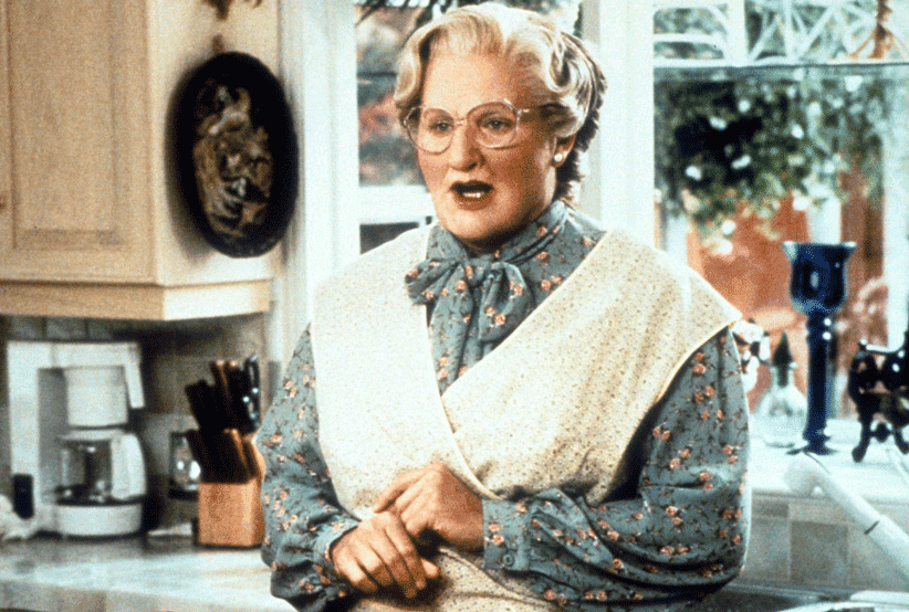 Robin Williamns | Filme: Uma Babá Quase Perfeita (1993). Em uma lista que reúne os personagens mais importantes dos anos 90.