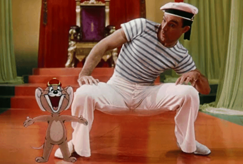 Gene Kelly e Jerry dividem  a tela no filme Marujos do Amor, um dos clássicos em Efeitos especiais e visuais.