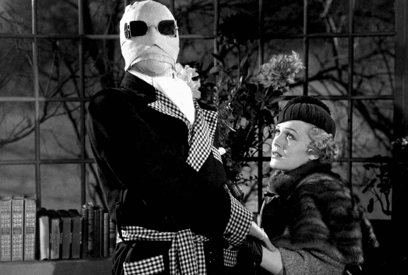 Dr. Jack Griffin (Claude Rains) já transformado no Homem Invisível, um dos clássicos em Efeitos especiais e visuais.
