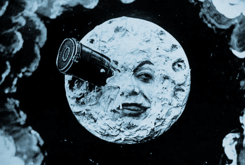 A imagem clássica da Lua, no curta Viagem à Lua de Georges MÉlies, um dos clássicos em Efeitos especiais e visuais.