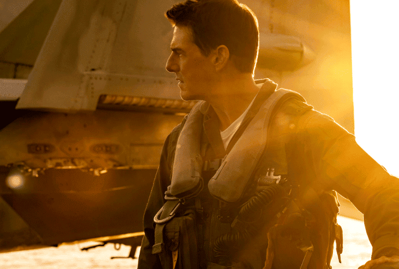 Tom Cruise no filme Top Gun Maverick. Em uma lista com os filmes de Tom Cruise.