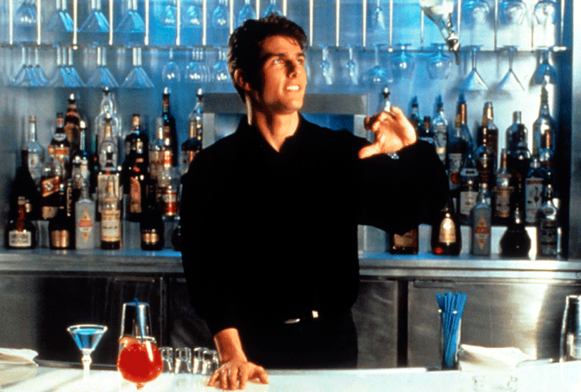 Tom Cruise no filme Cocktail. Em uma lista com os filmes de Tom Cruise.