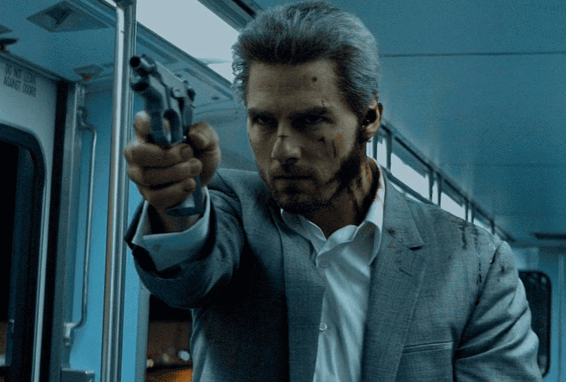 Tom Cruise no filme Colateral. Em uma lista com os filmes de Tom Cruise.