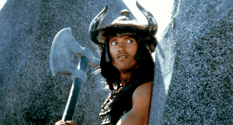 Arnold Schwarzenegger no filme conan, o Bárbaro (1982). Em uma lista 30 filmes indispensáveis da carreira.
