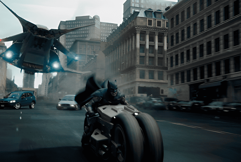 Ben Affleck como Batman no filme The Flash (2023), em uma lista que reúne As motos mais incríveis do cinema.