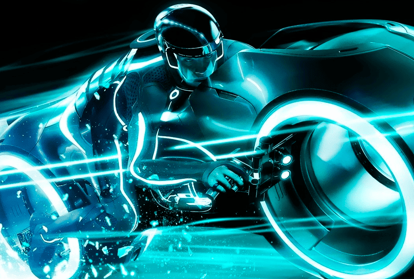 Light Cycles, no filme Tron: O Legado (2010), em uma lista que reúne As motos mais incríveis do cinema.