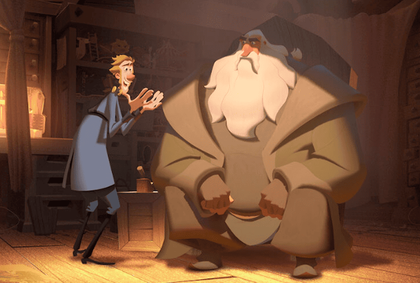 Carteiro (Jason Schwartzman) e Klaus (J.K. Simmons) no filme Klaus (2019). Em uma lista dos melhores filmes de natal.