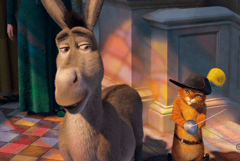 Antonio Banderas e Eddie Murphy em Sherek 2.Em uma lista que reúne os melhores filmes de Eddie Murphy.