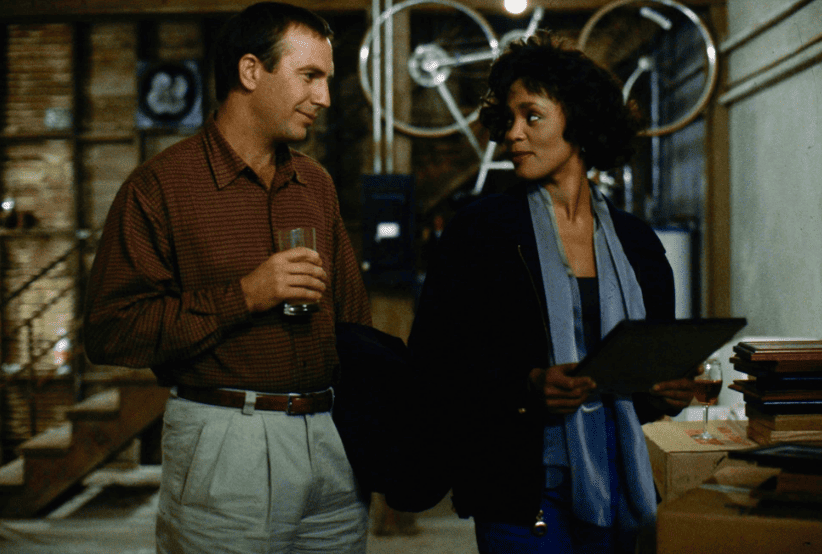 Casais do Cinema:  Kevin Costner e Whitney Houston no Filme: O Guarda-Costas (1992) 