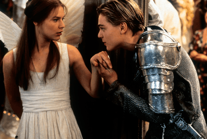 Casais do Cinema:  Leonardo DiCaprio e Claire Danes no Filme: Romeu + Julieta (1996)