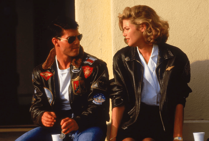 Casais do Cinema:  Atores: Tom Cruise e Kelly McGillis no Filme: Top Gun: Ases Indomáveis (1986) 