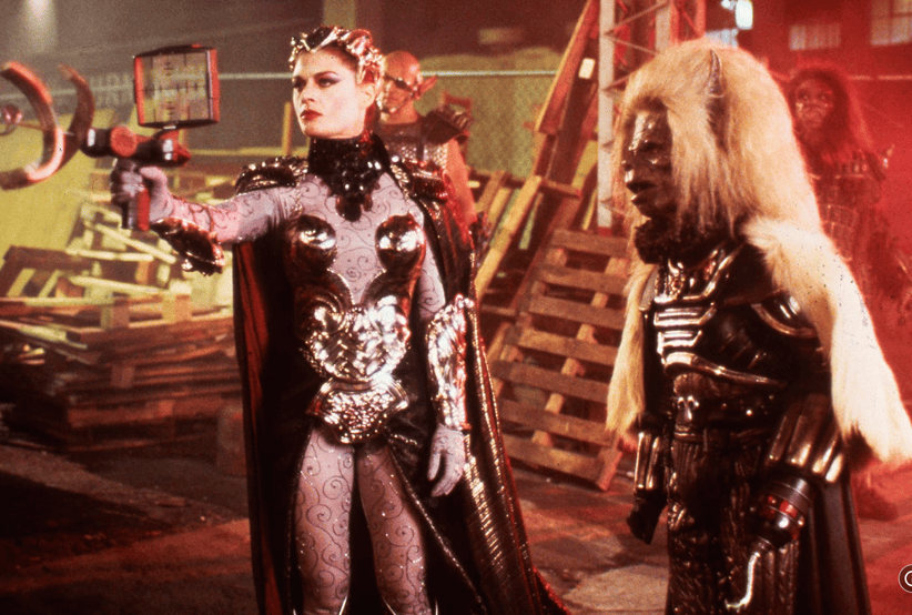 Meg Foster, Tony Carroll, Anthony De Longis e Robert Towers em Mestres do Universo